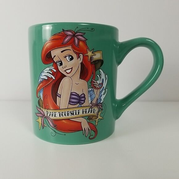 Disney Other - Disney Ariel Little Mermaid Mug Make Yourself Heard 14 oz Green Cup Coffee Tea